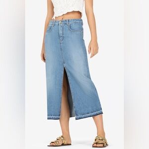 Cambio Hailey Denim MIDI Skirt NWOT Size 12 US MSRP $290 Can
